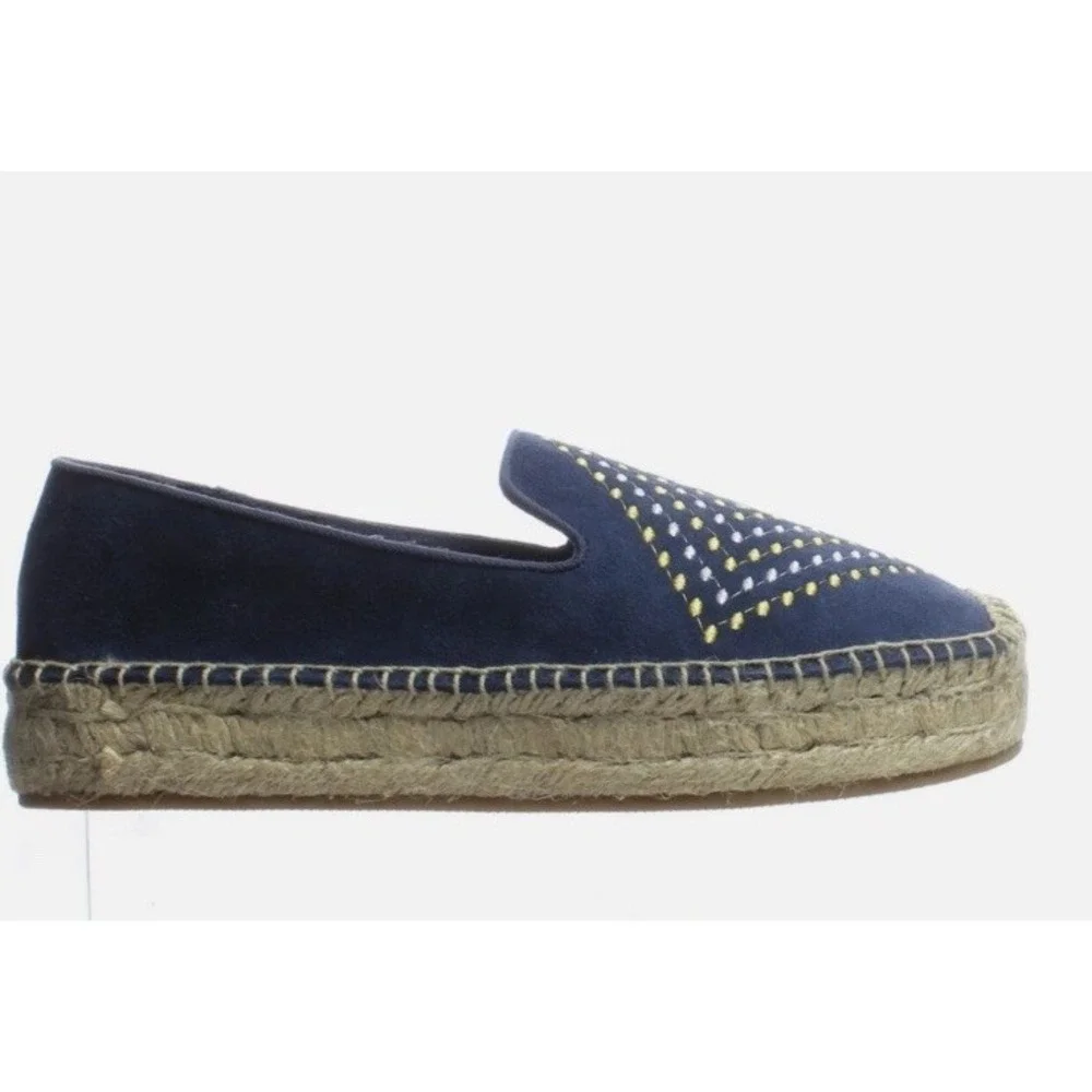 Women's Jack Rogers Luna Suede Espadrille Shoes Embroidered Slip On Size 8.5